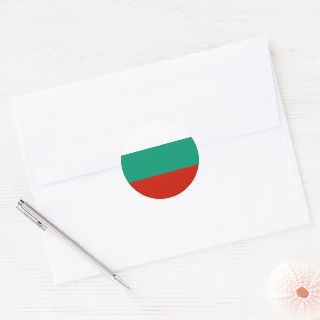 Pegatina Redonda Bandera de Bulgaria (Sobre)