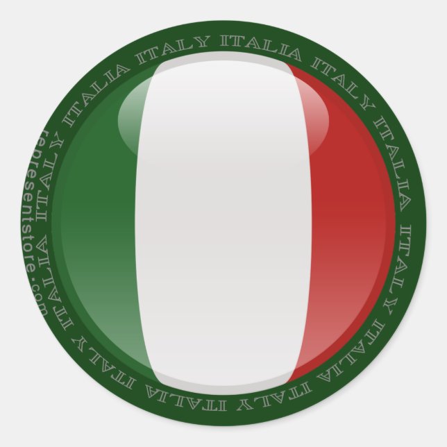 Pegatina Redonda Bandera de burbujas de Italia (Anverso)