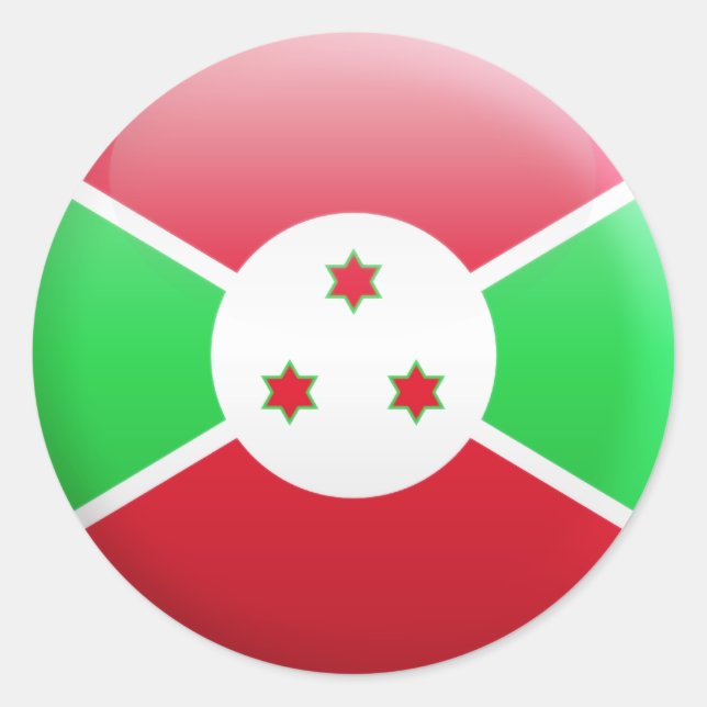 Pegatina Redonda Bandera de Burundi (Anverso)
