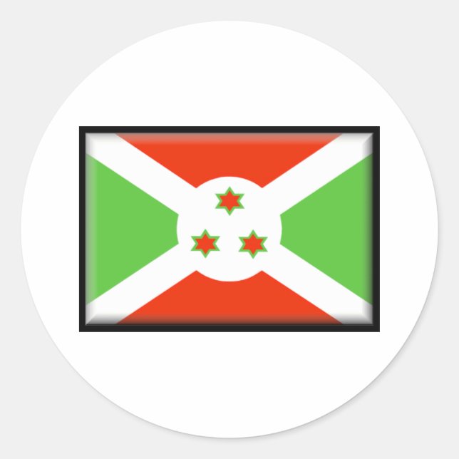 Pegatina Redonda Bandera de Burundi (Anverso)