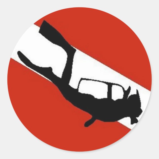 Pegatina Redonda Bandera de buzo 2 (Anverso)