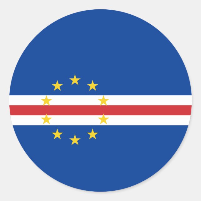 Pegatina Redonda Bandera de Cabo Verde (Anverso)