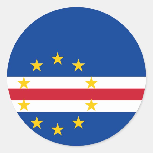 Pegatina Redonda Bandera de Cabo Verde (Anverso)
