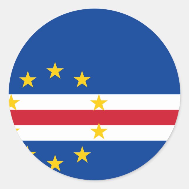 Pegatina Redonda Bandera de Cabo Verde (Anverso)