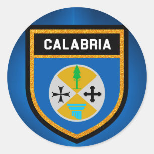 Pegatina Redonda Bandera de Calabria