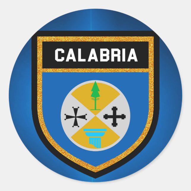 Pegatina Redonda Bandera de Calabria (Anverso)