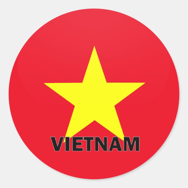 Pegatina Redonda Bandera de calidad de la sonda de Vietnam (Anverso)