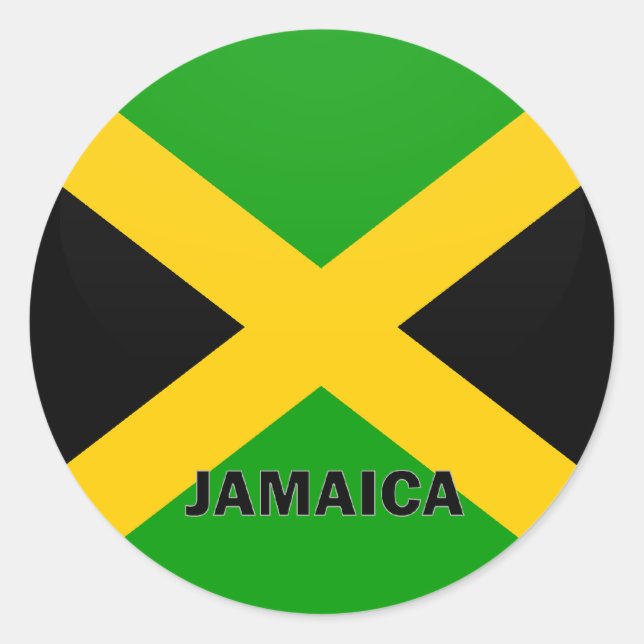 Pegatina Redonda Bandera de calidad de Roundel de Jamaica (Anverso)