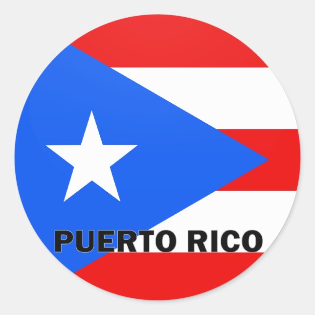 Pegatina Redonda Bandera de calidad de Roundel de Puerto Rico (Anverso)
