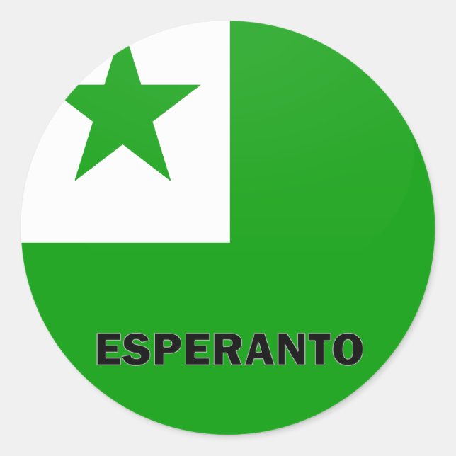 Pegatina Redonda Bandera de calidad de sondeo de esperanto (Anverso)