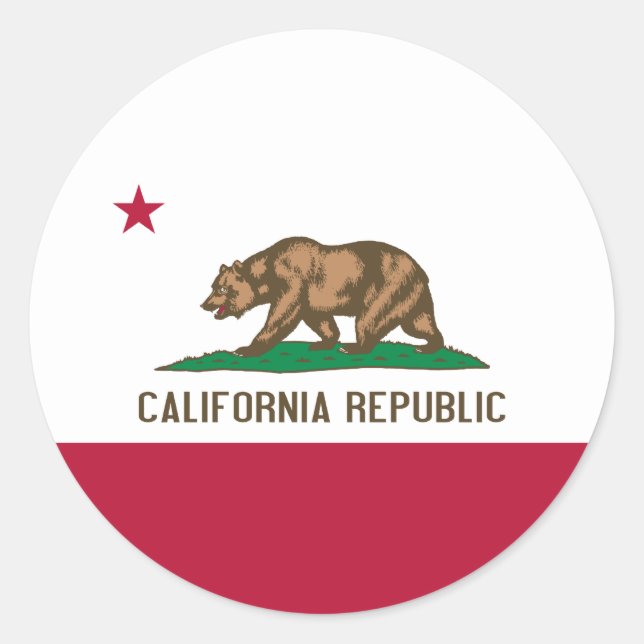 Pegatina Redonda Bandera de California (Anverso)