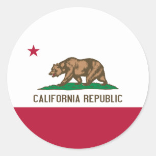 Pegatina Redonda Bandera de California