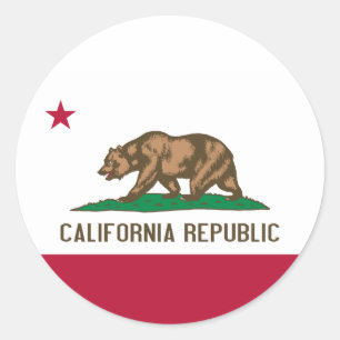 Pegatina Redonda Bandera de California