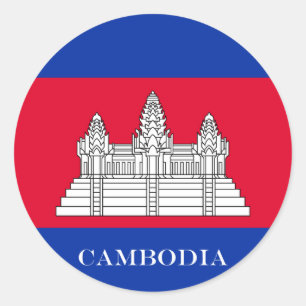 Pegatina Redonda Bandera de Camboya