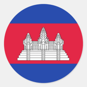 Pegatina Redonda Bandera de Camboya