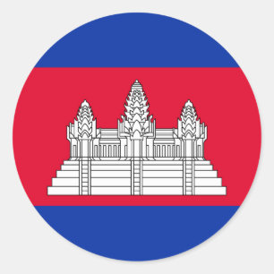 Pegatina Redonda Bandera de Camboya