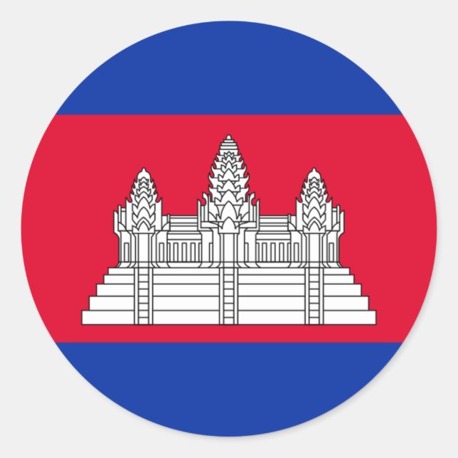 Pegatina Redonda Bandera de Camboya - Bandera camboyana (Anverso)