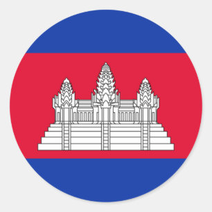 Pegatina Redonda Bandera de Camboya - Bandera camboyana