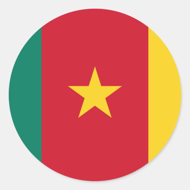 Pegatina Redonda Bandera de Camerún (Anverso)