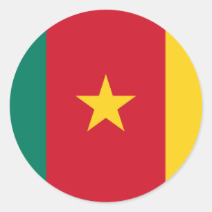 Pegatina Redonda Bandera de Camerún