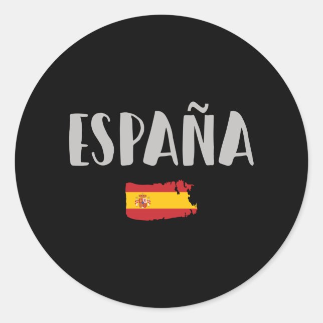 Pegatina Redonda Bandera de camiseta de hinchas de fútbol de España (Anverso)