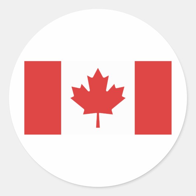 Pegatina Redonda Bandera de Canadá (Anverso)