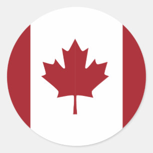 Pegatina Redonda Bandera de Canadá