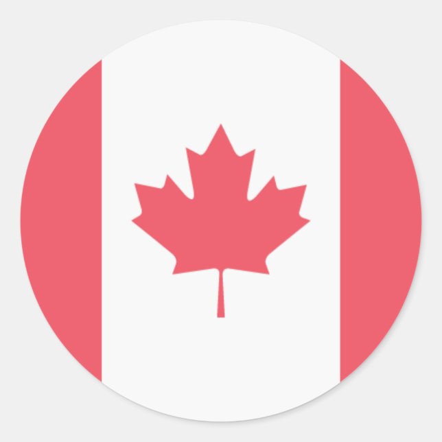 Pegatina Redonda Bandera de Canadá (Anverso)