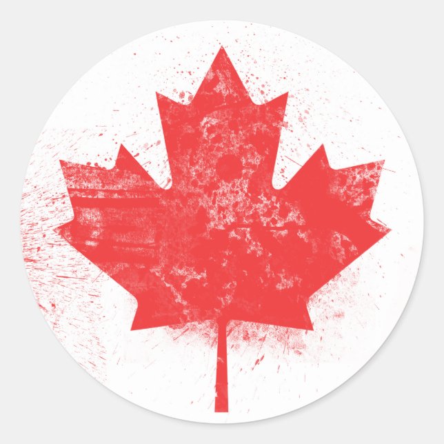 Pegatina Redonda Bandera de Canadá (Anverso)