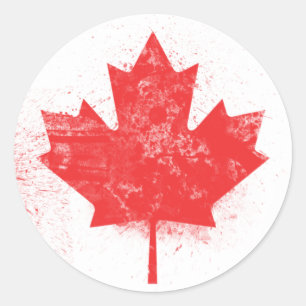 Pegatina Redonda Bandera de Canadá