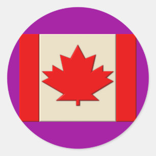 Pegatina Redonda Bandera de Canadá