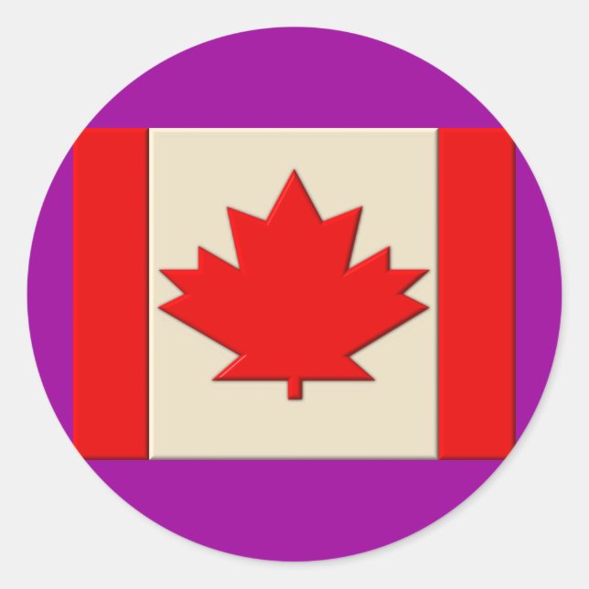Pegatina Redonda Bandera de Canadá (Anverso)
