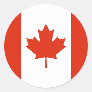 Pegatina Redonda Bandera de Canadá