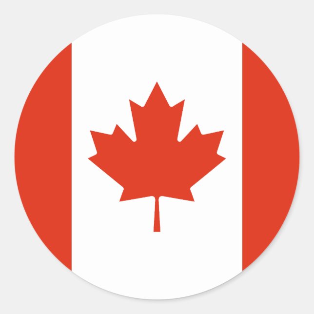 Pegatina Redonda Bandera de Canadá (Anverso)