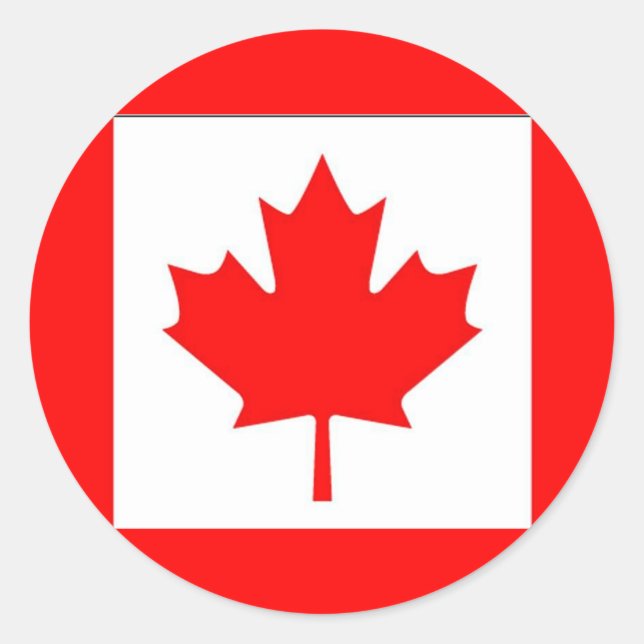 Pegatina Redonda Bandera de Canadá (Anverso)