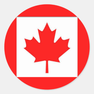 Pegatina Redonda Bandera de Canadá