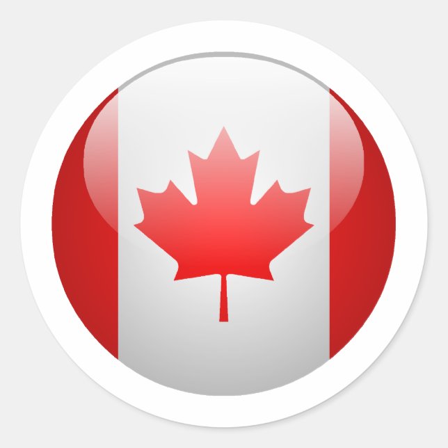 Pegatina Redonda Bandera de Canadá (Anverso)