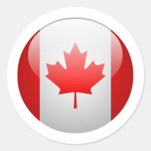 Pegatina Redonda Bandera de Canadá
