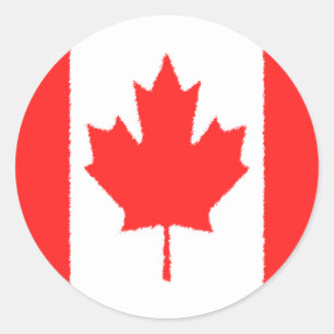 Pegatina Redonda Bandera de Canadá