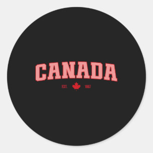 Pegatina Redonda Bandera de Canadá Amor Retro Día de Canadá Hoja de