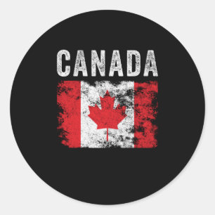 Pegatina Redonda Bandera de Canadá en peligro - Bandera canadiense