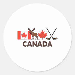 Pegatina Redonda Bandera de Canadá Hoja de Arce Canadiense Ciervo H