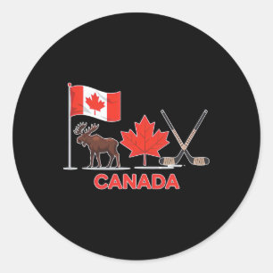 Pegatina Redonda Bandera de Canadá Hoja de Arce Canadiense Ciervo H