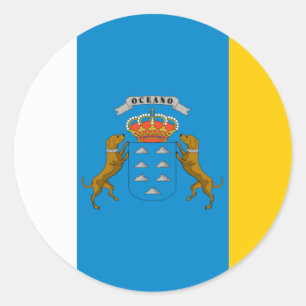 Pegatina Redonda Bandera de Canarias (España)