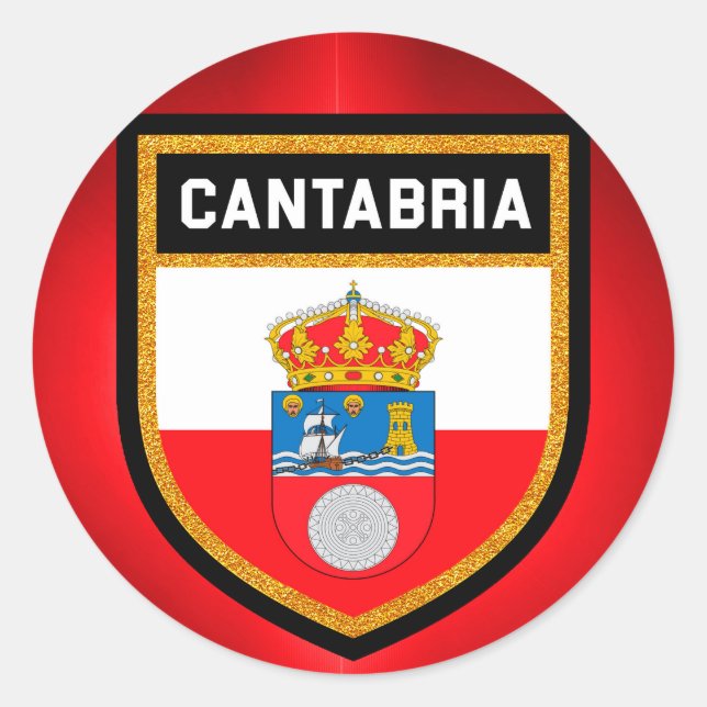 Pegatina Redonda Bandera de Cantabria (Anverso)