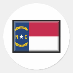 Pegatina Redonda Bandera de Carolina del Norte