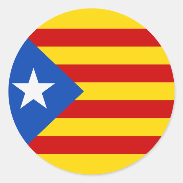 Pegatina Redonda Bandera de Cataluña (Anverso)