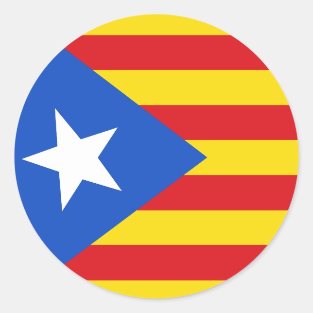 Pegatina Redonda Bandera de Cataluña (Anverso)