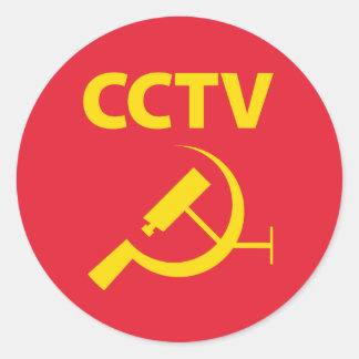 Pegatina Redonda Bandera de CCTV
