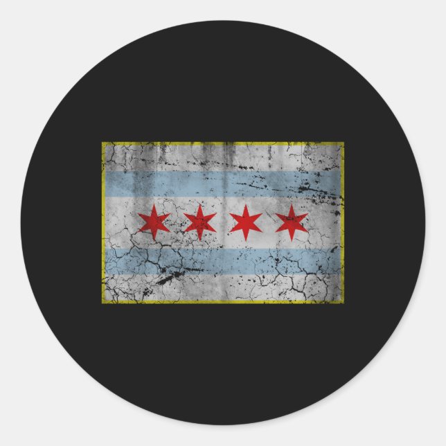 Pegatina Redonda Bandera de Chicago (Anverso)